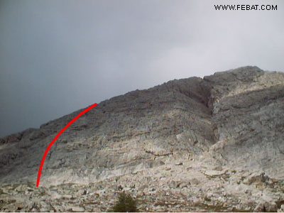 Via del sasso nero sulla Cima Nord della Cresta dei Camin nel sottogruppo del Moschesin