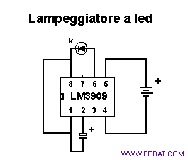 Schema elettrico del lampeggiatore a led.