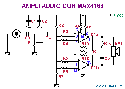 Amplificatore a ponte con MAX4168