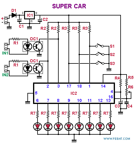 Schema elettrico del circuito Super Car