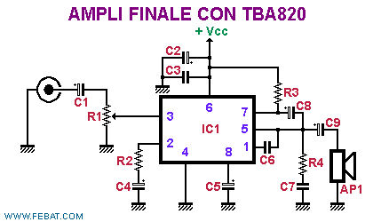 Amplificatore finale con TBA820